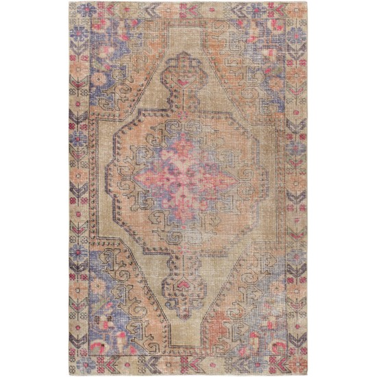 Pasargad Home Vintage Oushak Beige Lamb's Wool Area Rug- 4' 4" X 7' 0"