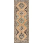 Pasargad Home Vintage Sivas Collection Cream Wool Area Rug- 4' 8" X 13' 9"