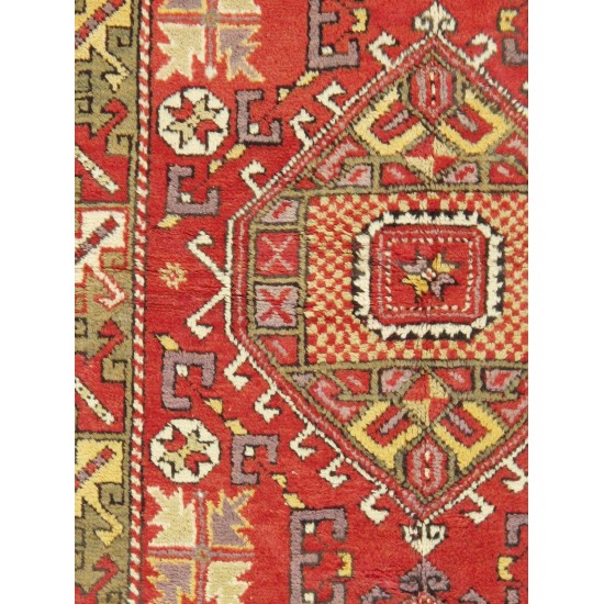 Pasargad Home Vintage Oushak Collection Red Lamb's Wool Area Rug- 4' 1" X 6' 0"