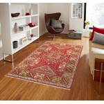 Pasargad Home Vintage Oushak Collection Red Lamb's Wool Area Rug- 4' 1" X 6' 0"