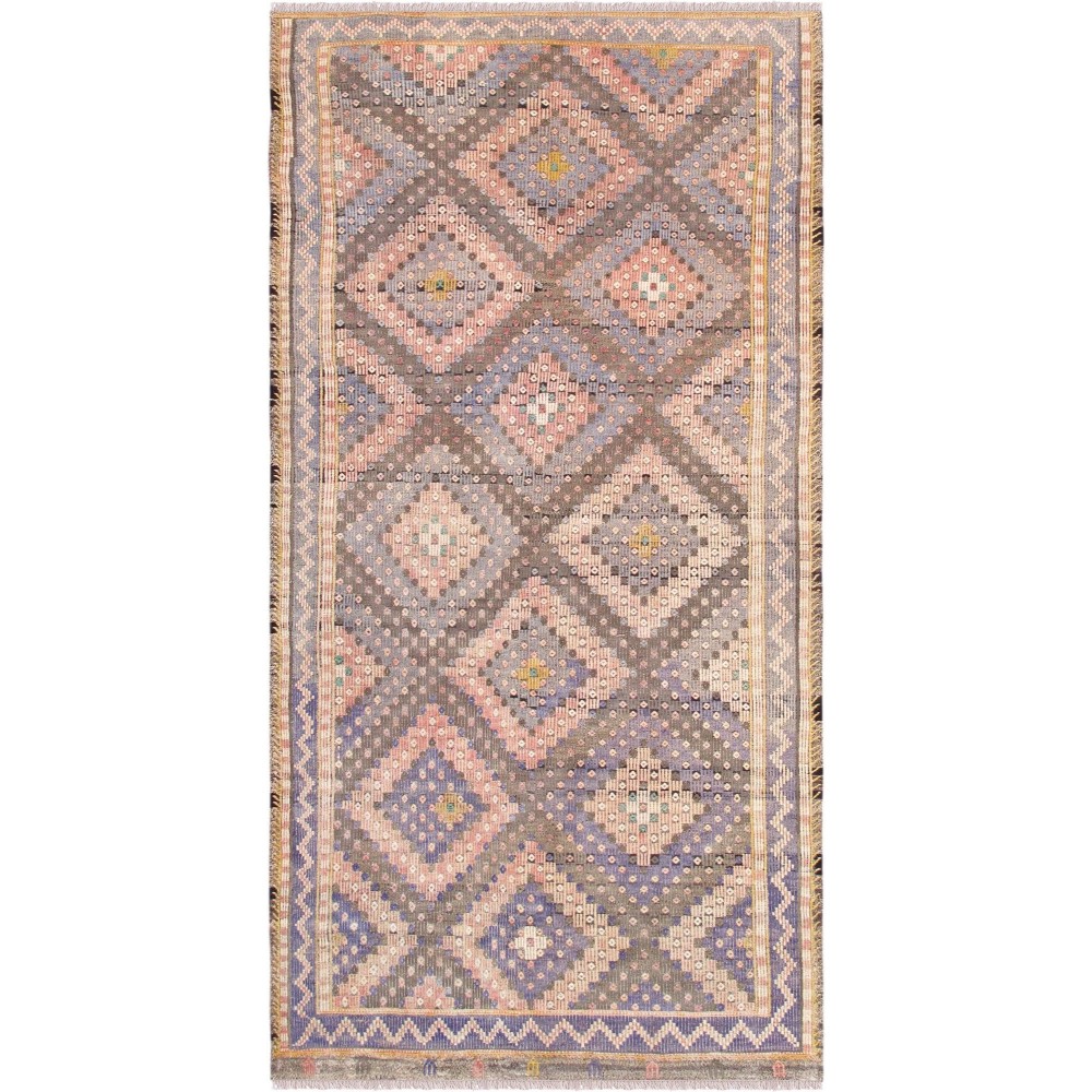 Pasargad Home Vintage Kilim Multi Lamb's Wool Area Rug- 5' 7" X 11' 7"