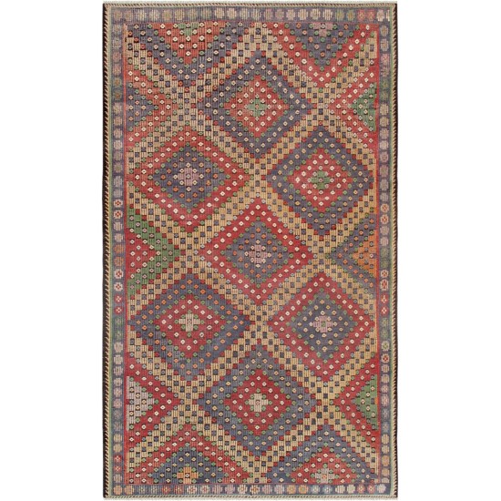 Pasargad Home Vintage Kilim Multi Lamb's Wool Area Rug- 6' 0" X 10' 5"