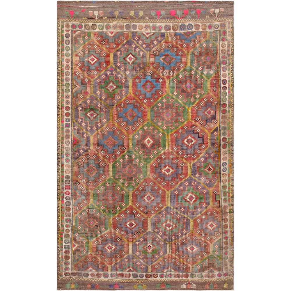 Pasargad Home Vintage Kilim Multi Lamb's Wool Area Rug- 6' 3" X 11' 3"51085