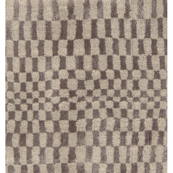 Pasargad Home Area Rug Modern Hand-Loomed Silk, Wool Silver 1' 2" X 1' 2"