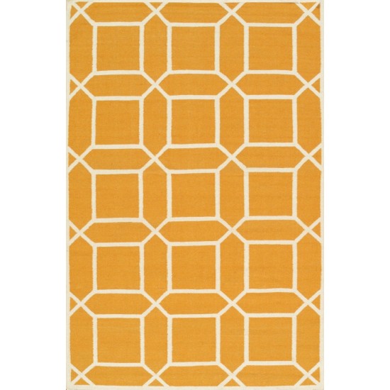 Pasargad Sahara Collection Decorative Handmade Wool Area Rug - Orange/Ivory 2x3