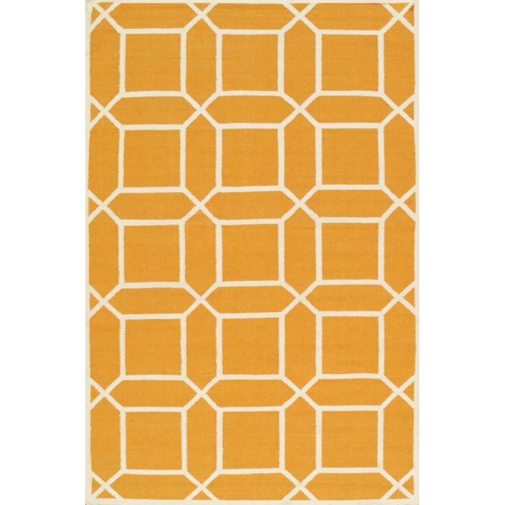 Pasargad Sahara Collection Decorative Handmade Wool Area Rug - Orange/Ivory 2x3