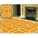 Pasargad Sahara Collection Decorative Handmade Wool Area Rug - Orange/Ivory 2x3