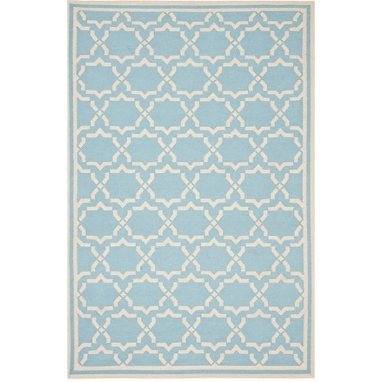 Courtyard Handmade Wool Flat Weave Dhurrie Area Rug - Light Blue/Ivory (10x14)