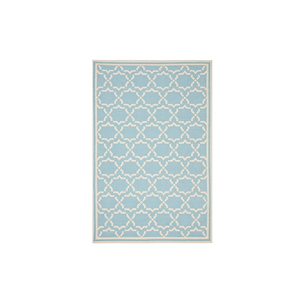 Courtyard Handmade Wool Flat Weave Dhurrie Area Rug - Light Blue/Ivory (10x14)