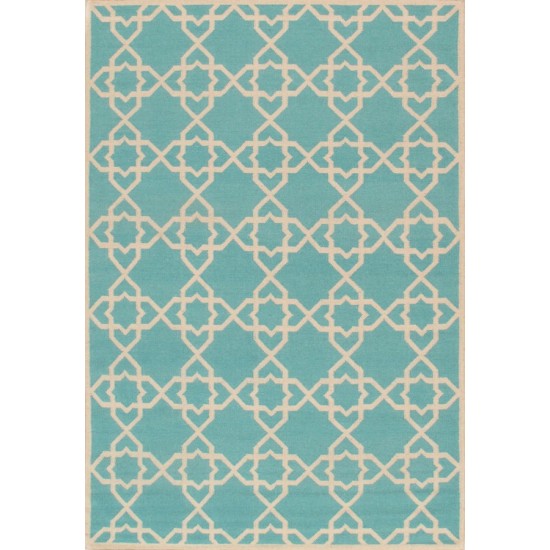 Pasargad Home Area Rug Kilim Flat Weave Lamb's Wool Aqua 10' 0" X 14' 0"