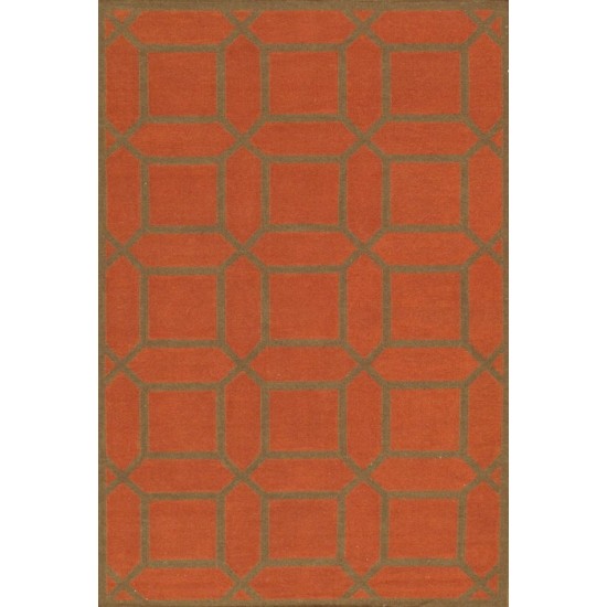 Pasargad Home Area Rug Kilim Flat Weave Lamb's Wool Rust 4' 0" X 6' 0"