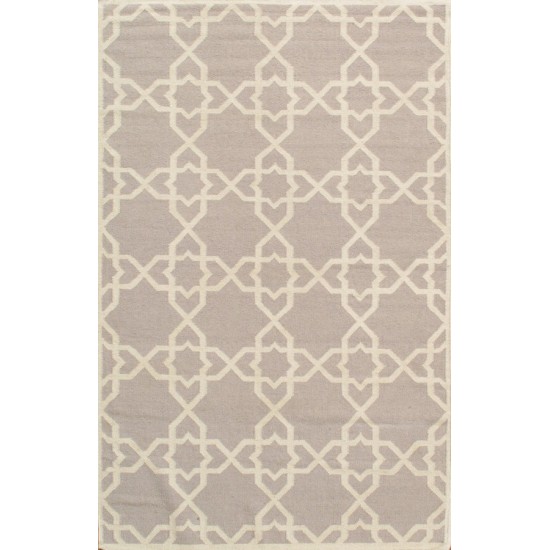 Pasargad Sahara Decorative Handmade Wool Flat Weave Area Rug - Grey/Ivory (6x9)