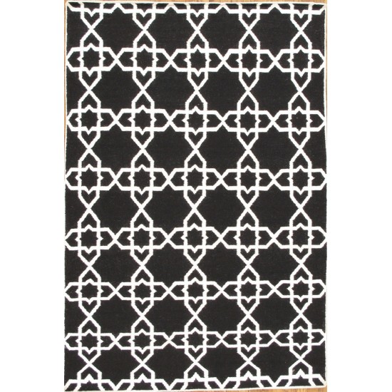 Pasargad Home Area Rug Kilim Flat Weave Lamb's Wool Black 8' 0" X 10' 0"