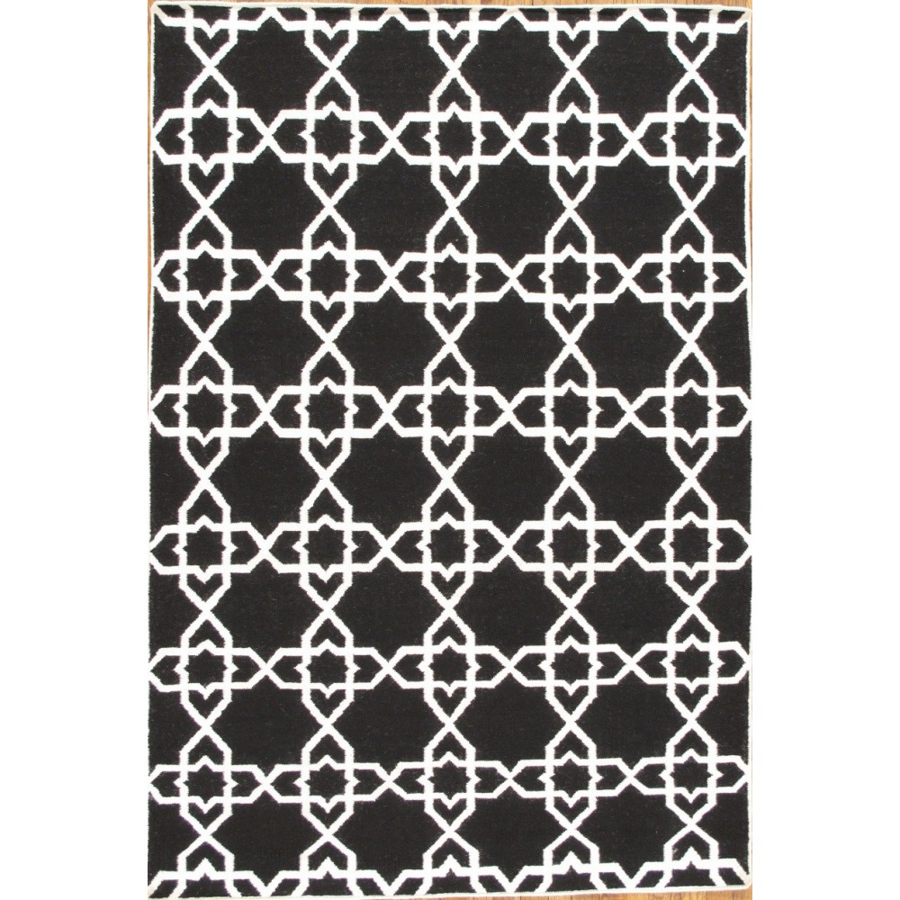 Pasargad Home Area Rug Kilim Flat Weave Lamb's Wool Black 8' 0" X 10' 0"