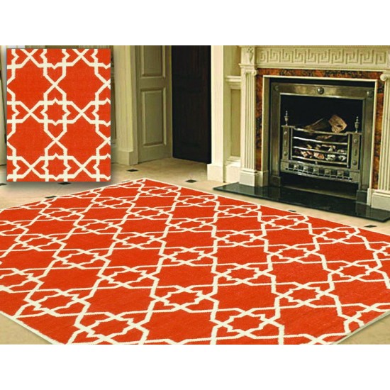 Pasargad Home Area Rug Kilim Flat Weave Lamb's Wool Coral 9' 0" X 12' 0"