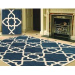 Pasargad Home Area Rug Kilim Flat Weave Lamb's Wool Navy 4' 0" X 6' 0"