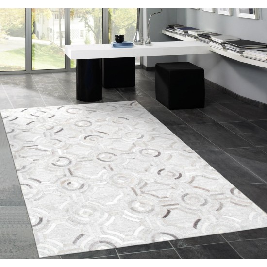 Pasargad Home Hand-Loomed Cowhide Silk Area Rug- 5X8
