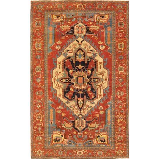 Pasargad Home Serapi Hand-Knotted Lamb's Wool Area Rug- 9' 1" X 11' 11"