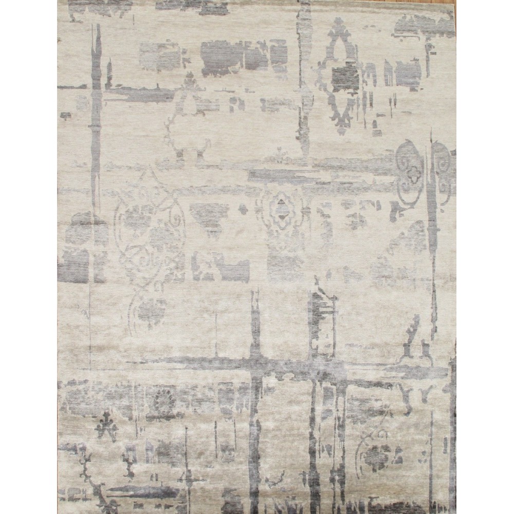 Pasargad Home Modern Collection Hand-Knotted Silk Area Rug- 6' 1" X 9' 0"