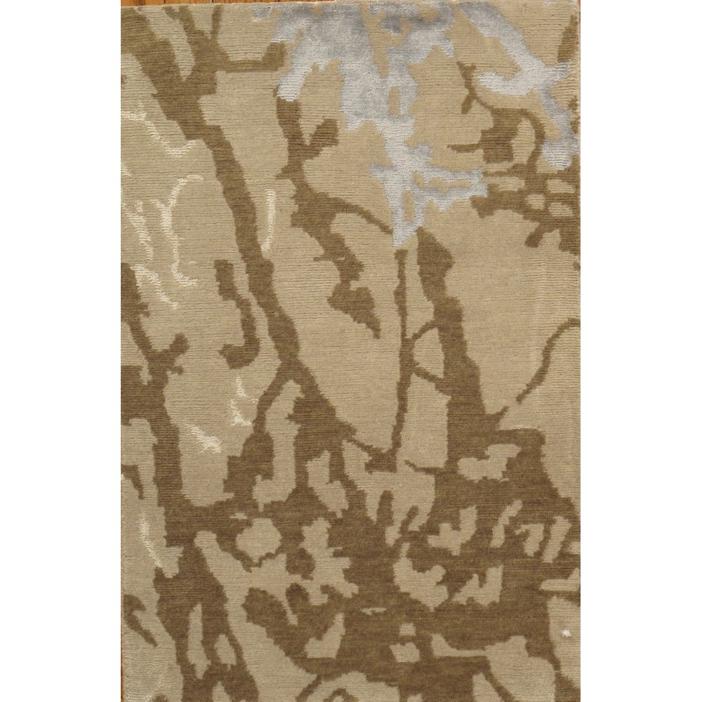 Modern Hand-Knotted Silk & Wool Area Rug- 2' 0" X 3' 0" PJHAD-1 2x3