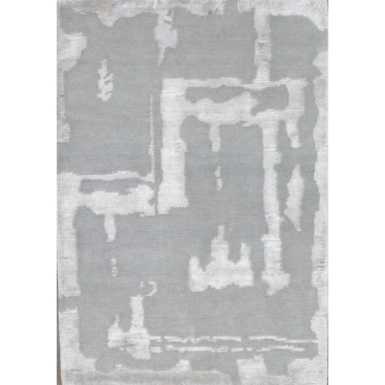 Pasargad Home Area Rug Modern Hand-Knotted Silk, Wool Gray 2' 0" X 3' 0"