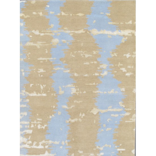 Pasargad Home Modern Collection Hand-Knotted Silk & Wool Area Rug- 4' 2" X 5' 8"