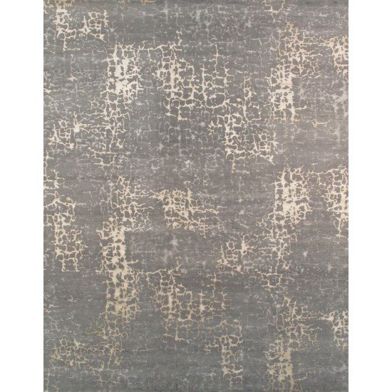 Pasargad Home Area Rug Modern Hand-Knotted Silk, Wool Grey 8' 1" X 9'11"