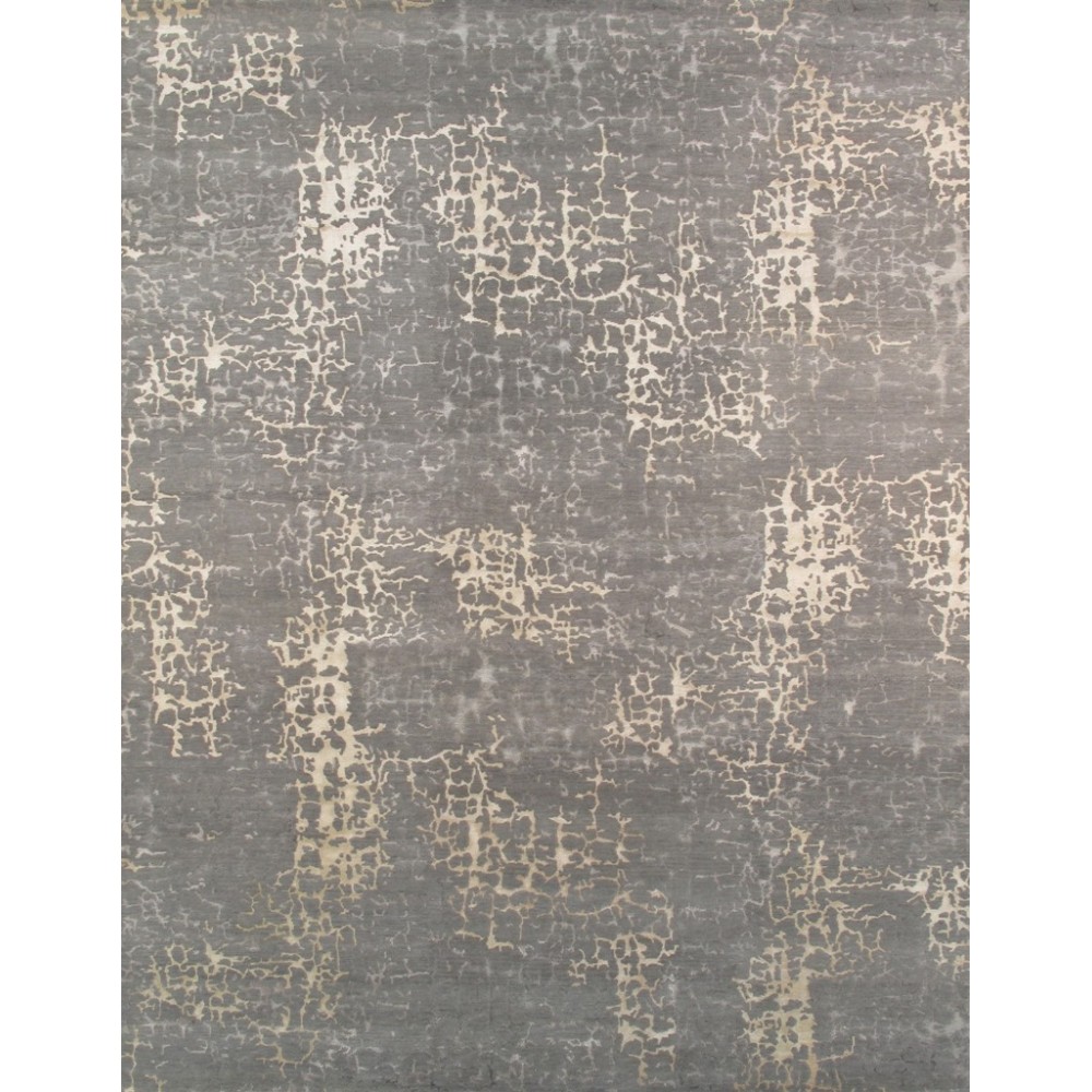 Pasargad Home Area Rug Modern Hand-Knotted Silk, Wool Grey 8' 1" X 9'11"