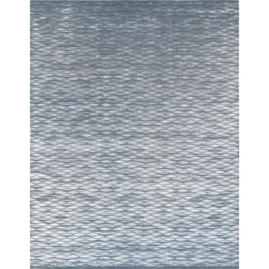 Pasargad Home Area Rug Modern Hand-Knotted Silk, Wool Blue 9' 0" X 12' 0"