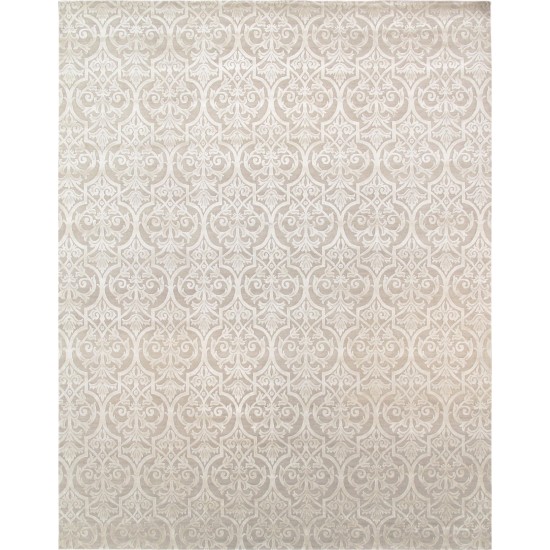 Pasargad Home Modern Hand-Knotted Silk & Wool Area Rug- 9' 2" X 11' 11"