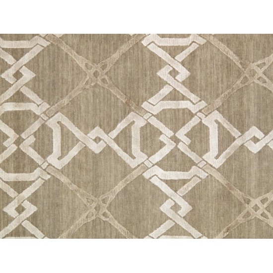 Pasargad Home Area Rug Modern Hand-Knotted Silk, Wool Mocha 8' 1" X 10' 1"