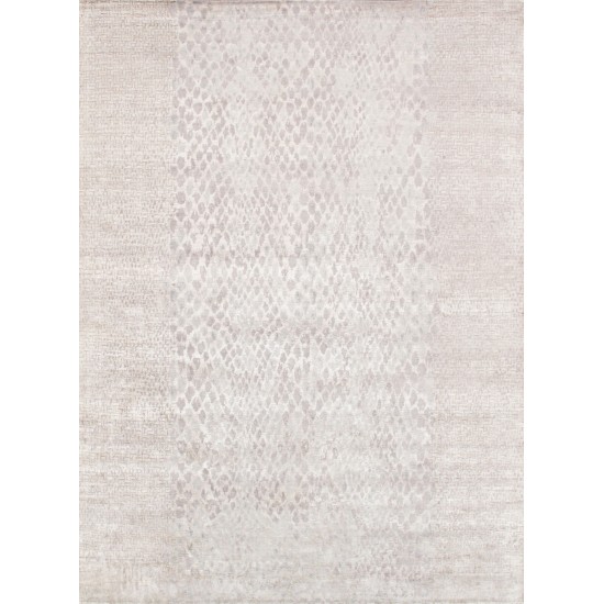 Pasargad Home Modern Hand-Knotted Bamboo Silk Silver Area Rug- 8'11" X 12' 2"