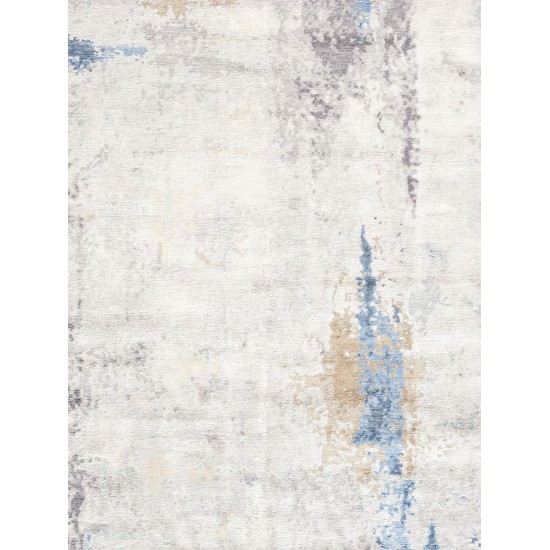 Pasargad Home Area Rug Modern Hand-Knotted Silk, Wool Silver 8' 0" X 10' 2"