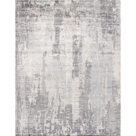 Pasargad Home Area Rug Modern Hand-Knotted Silk, Wool Silver 9' 2" X 12' 0"