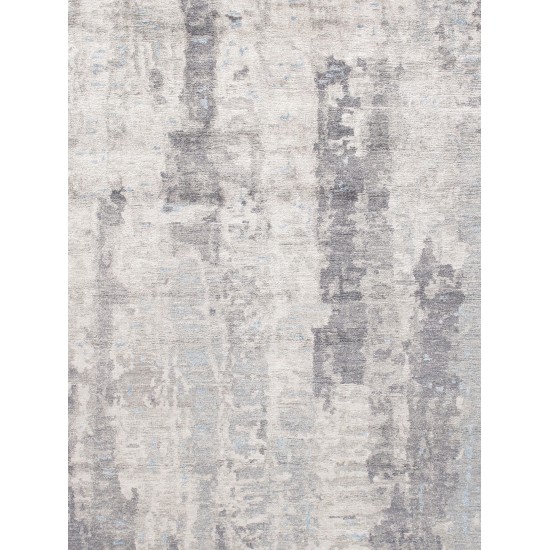 Pasargad Home Area Rug Modern Hand-Knotted Silk, Wool Silver 9' 2" X 12' 0"