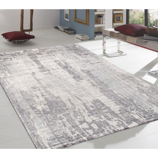 Pasargad Home Area Rug Modern Hand-Knotted Silk, Wool Silver 9' 2" X 12' 0"