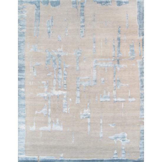 Pasargad Home Area Rug Modern Hand-Knotted Silk, Wool Mocha 9' 0" X 12' 0"