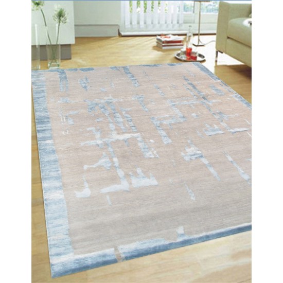 Pasargad Home Area Rug Modern Hand-Knotted Silk, Wool Mocha 9' 0" X 12' 0"