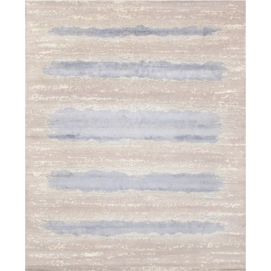 Pasargad Home Modern Collection Hand-Knotted Silk & Wool Area Rug- 8' 1" X 9'11"