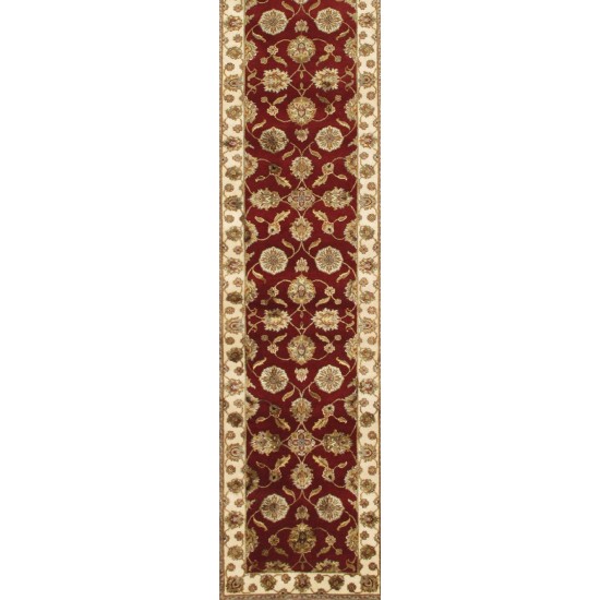 Pasargad Home Agra Collection Hand-Knotted Silk & Wool Runner- 2' 6" X 19'11"