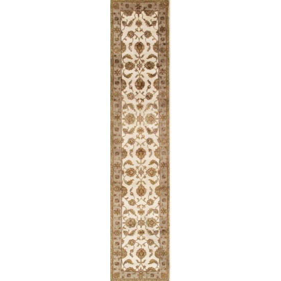 Pasargad Home Agra Collection Hand-Knotted Silk & Wool Runner- 2' 6" X 10' 1"