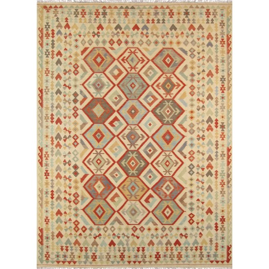 Pasargad Home Vintage Kilim Multi Lamb's Wool Area Rug- 8' 4" X 11' 6"