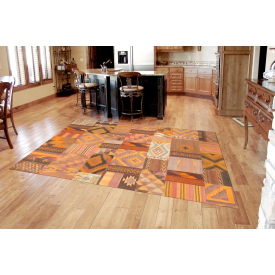 Pasargad Home Vintage Patchwork Multi Lamb's Wool Area Rug- 6' 6" X 9' 8"