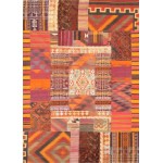 Pasargad Home Vintage Patchwork Multi Lamb's Wool Area Rug- 6' 5" X 9' 5"