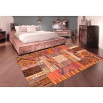 Pasargad Home Vintage Patchwork Multi Lamb's Wool Area Rug- 6' 5" X 9' 5"