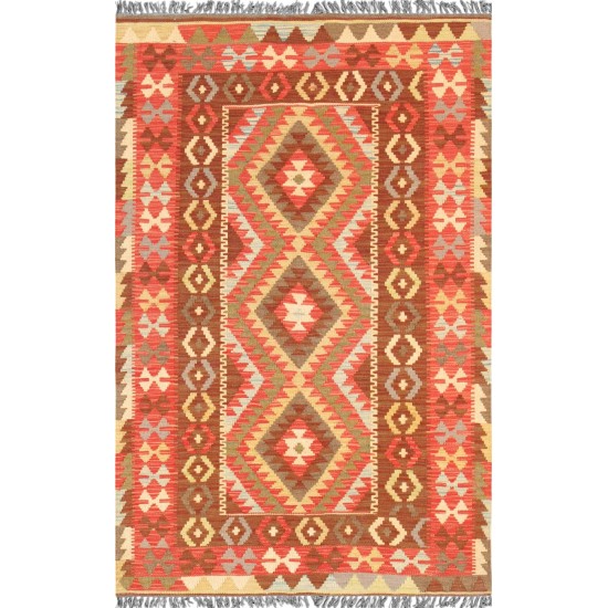 Pasargad Home Vintage Kilim Collection Multi Lamb's Wool Area Rug- 3' 3" X 5' 1"