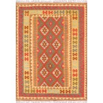 Pasargad Home Vintage Kilim Collection Multi Lamb's Wool Area Rug- 4'11" X 6'10"