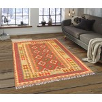 Pasargad Home Vintage Kilim Collection Multi Lamb's Wool Area Rug- 4'11" X 6'10"