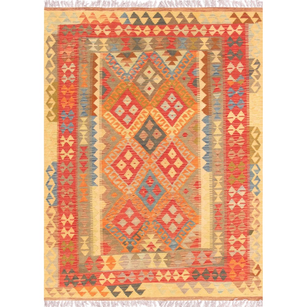 Pasargad Home Kilim Collection Hand-Woven Lamb's Wool Area Rug- 4' 9" X 6' 6"