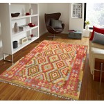 Pasargad Home Vintage Kilim Collection Multi Wool Area Rug- 5' 0" X 6' 9"